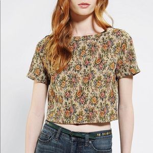 UO Woven Crop Top with Zipper Back